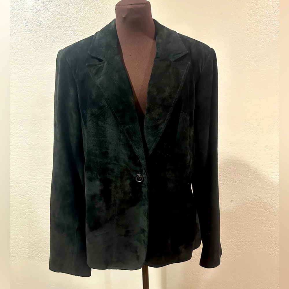 Cool Classic Vintage 90s Black Suede Blazer Jacket L fits M